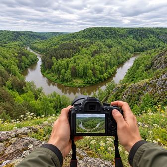 Сфотографировать скалы и лесные пейзажи (иллюстрация)